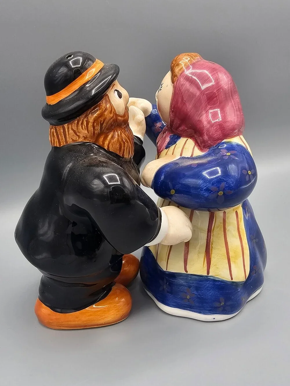 Vintage Ceramic Salt and Pepper Shakers Couple Figurines